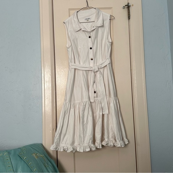 Calvin Klein White Dress Drop Waist Sz 12 - Picture 3 of 11